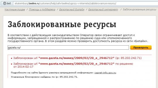 В Екатеринбурге была заблокирована «Газета.Ру»