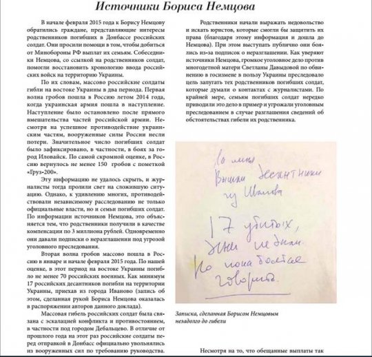 Опубликован доклад Немцова о войне на Украине