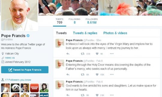 Папа Римский не удостоил патриарха Кирилла внимания в твиттере