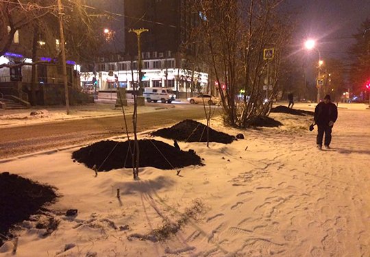 В Екатеринбурге плитку и газоны укладывают в снег